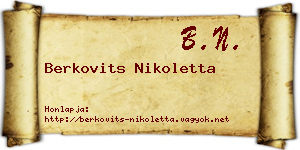 Berkovits Nikoletta névjegykártya